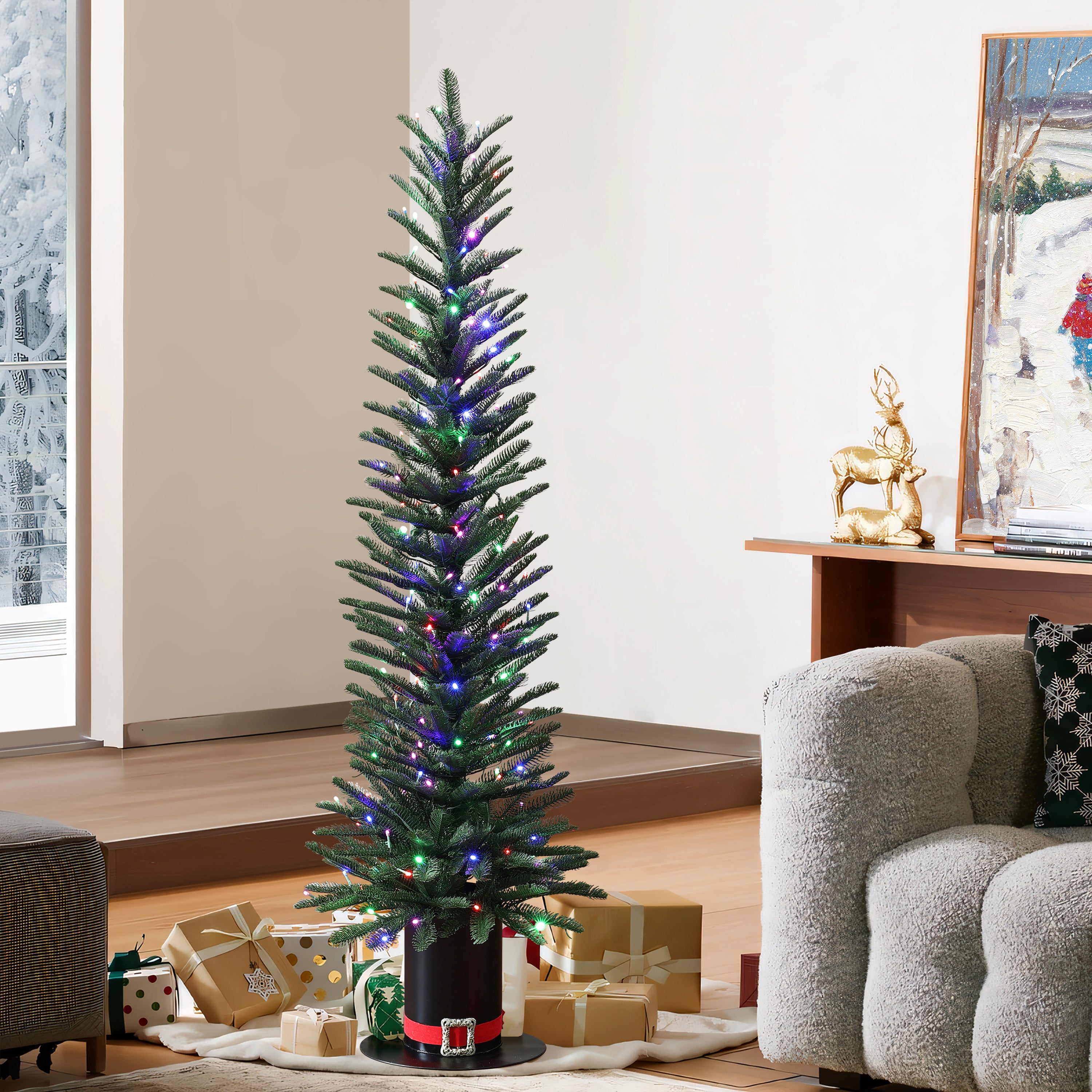 skinny-christmas-tree-with-multi-color-led-lights-and-tophat-pot-will-illuminate-your-home