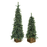 Green Downswept Christmas Tree with Potted,set of 2
