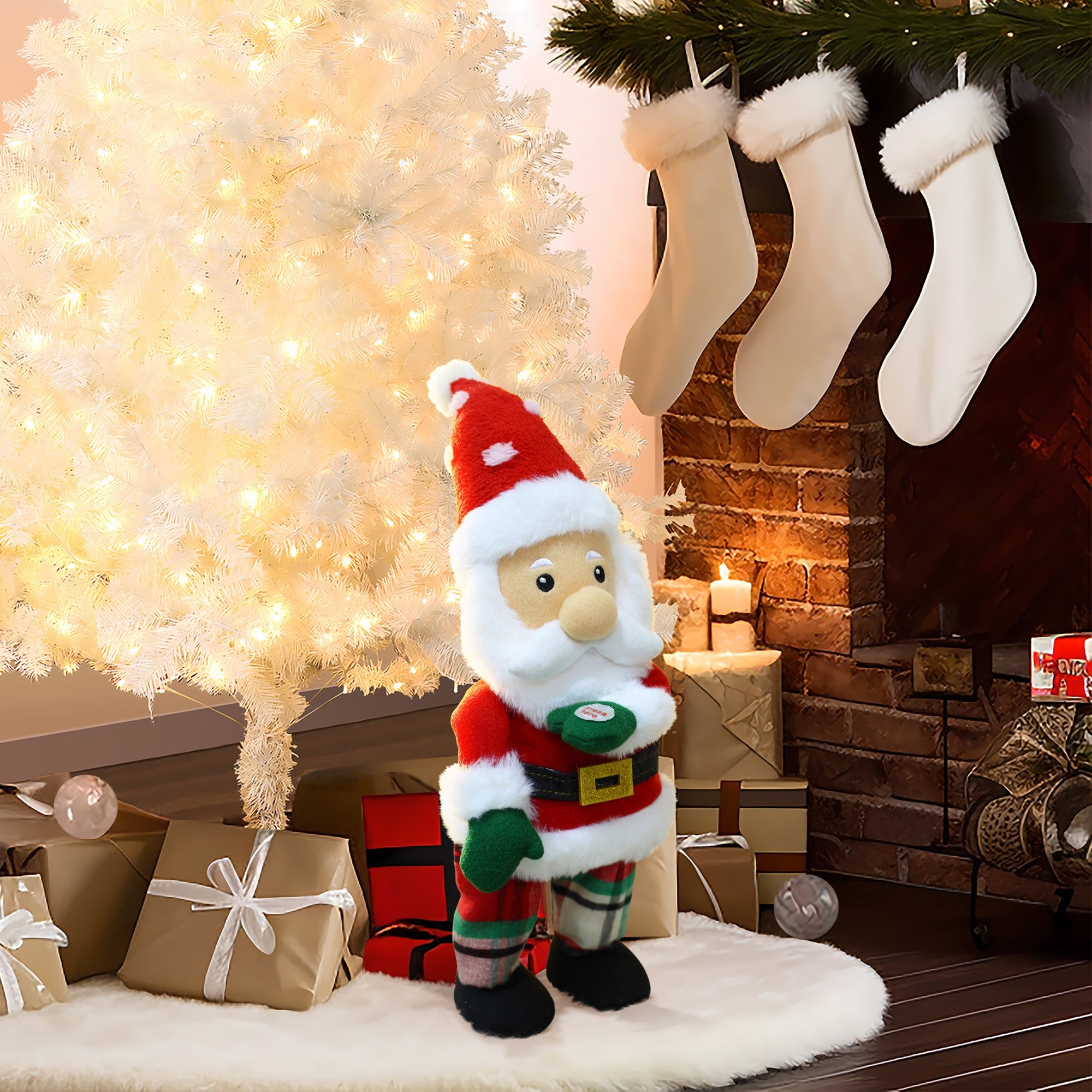 Cheerful-animated-singing-Santa-plush-toy-decoration