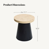 Black Side Table with Light Wood Finish Top, 19'' H