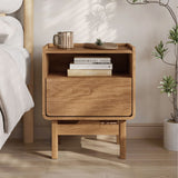 Eric oak finish nightstand with drawer, 22.64"h