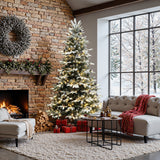 Pre-Lit Lightly Flocked Christmas Tree with Stand,7.5Ft