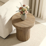 Dark oak finish fluted round side table, 17.72"h