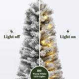Pre-Lit Flocked Artificial Fir Christmas Tree in Pot, 5ft