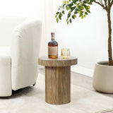 Dark oak finish fluted round side table, 17.72"h