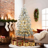 Pre-Lit Slim Cedar Christmas Tree with Stand,6.5ft