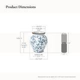 Blue Wide-Mouth Waterproof Round Floral Ceramic Vase,9.4''