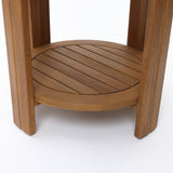 Acacia Wood Outdoor Side Table with Tray Top and Shelf, 20.4''