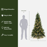 Pre-Lit Green Slender Christmas Tree with Stand,7.5Ft