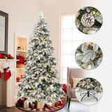 Pre-Lit Flocked Artificial Pine Christmas Tree, 7ft