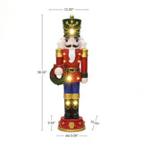 Christmas Nutcracker Red Soldier with Wreath Lights, 3ft