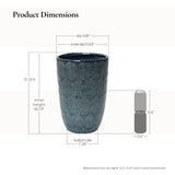Tall Ceramic Pots for Plants, Blue Glazed Modern Plant Pots with Drainage Hole 17'' H