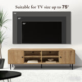 Mira Modern Oak TV Stand with Open Center Storage for TVs up to 75''