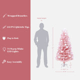Pre-Lit Pink Christmas Fiber Optic Tree,5Ft