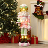 Christmas Nutcracker Pink Soldier with Candy Tree Lights, 3ft