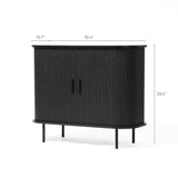 Aria 2-door tambour accent cabinet, black finish