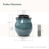 Ocean Blue Tall Round Ceramic Vase, 17.3"H
