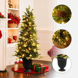 Pre-Lit Pine Christmas Tree with Black Potted,4.5Ft