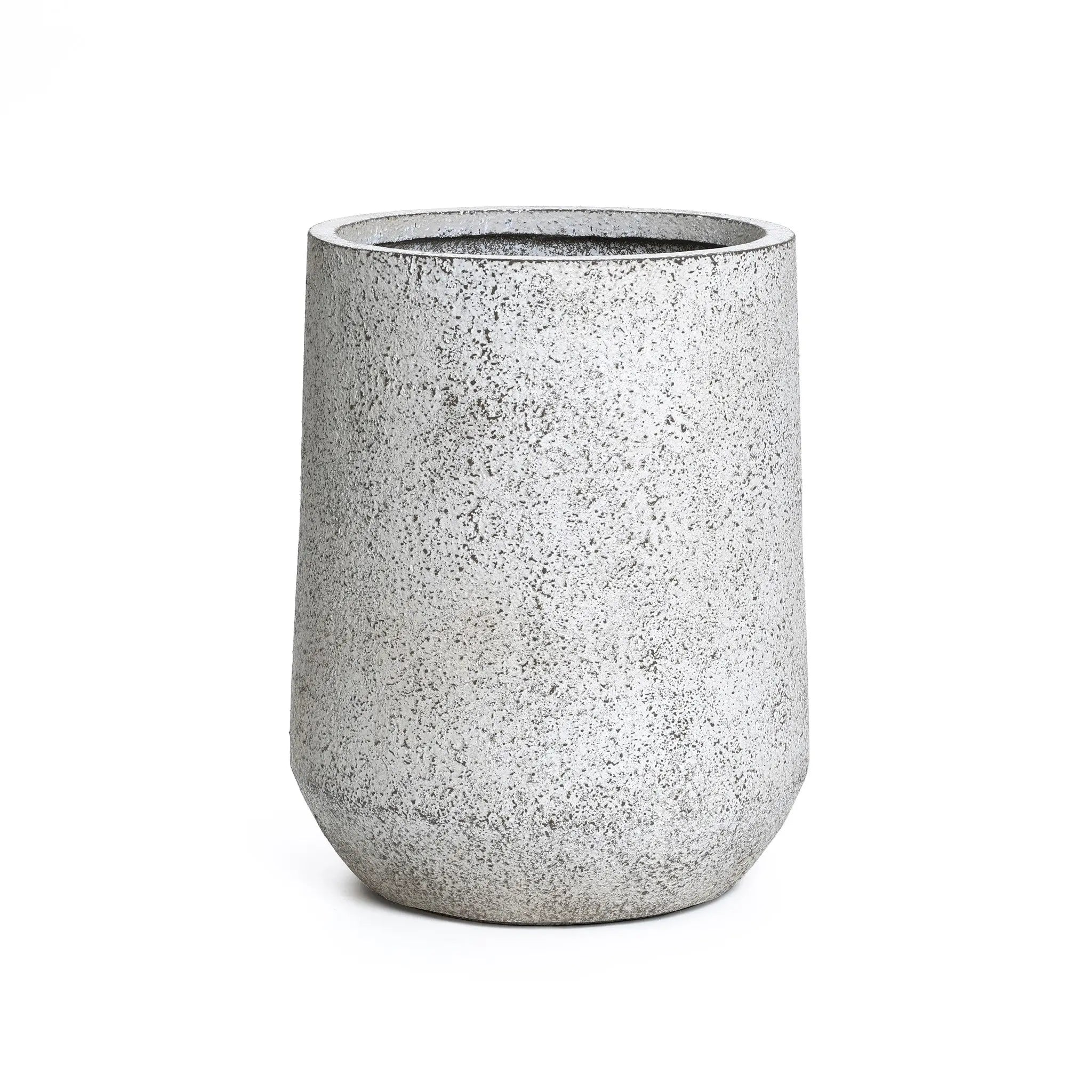 white and gray plant pot Tapered Round Planter – 22" Speckled Gray and Off-White MGO Pot