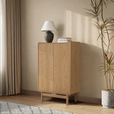 Japandi Wood Storage Cabinet with Rounded Corners, 48"
