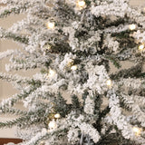 Pre-Lit Snow-Flocked Christmas Tree with Base,4Ft