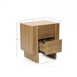 Mid-Century Modern Wood Storage Nightstand,Oak 23.6''