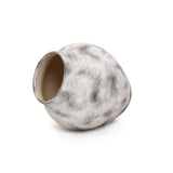 Marble White with Brown Stoneware Round Vase,12.2''