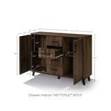 Leo Dark Walnut Finish Manufactured Wood Sideboard Cabinet, 47"W
