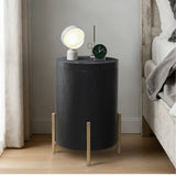 Black Side Table with Hidden Storage, 21.8'' H