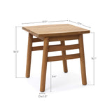 Acacia Wood Square Outdoor Side Tables for Patio, 18.5'' H