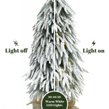 Pre-Lit Snowy Flocked Christmas Tree with Bases,Set of 3