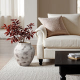 Marble White with Brown Round Stoneware Vase,15''