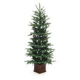 Pre-Lit Green Pine Christmas Tree with  Square Pot,5ft
