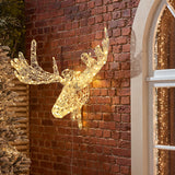 Christmas Moose Head Decoration with Lights and Timer, 14"H