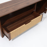 Mid-Century Wood TV Console Tables with Storage,Walnut 55''