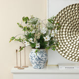Blue Wide-Mouth Waterproof Round Floral Ceramic Vase,9.4''