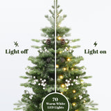 Pre-Lit Green Christmas Pine Tree with Wood Pot,3.9Ft