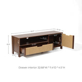 Mid-Century Wood TV Console Tables with Storage,Walnut 55''
