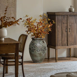 Antiqued Rustic Terracotta Flower Vase Green & Brown,14.5"