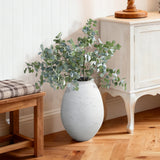 Oval Antique White Vase, 15.8'' H