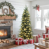 Pre-Lit Artificial Pine Christmas Tree with Stand, 6.5ft