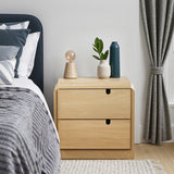 Mid-Century Nightstand Accent Table, White Oak 20.5" - Set of 2