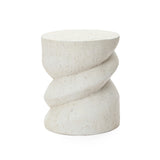 Distressed MgO Round Spiral Outdoor Patio side Table, 16.1"