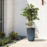 Tall Ceramic Pots for Plants, Blue Glazed Modern Plant Pots with Drainage Hole 17'' H