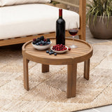 Acacia Wood Outdoor Round Coffee Table, 27.5" Dia