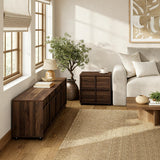 Modern Wood Storage End Table with 2-Drawers,Walnut