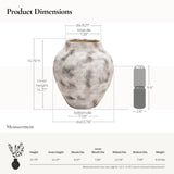 Marble White with Brown Round Stoneware Vase,15''