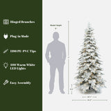 Pre-Lit Flocked Artificial Slender Christmas Tree, 7ft