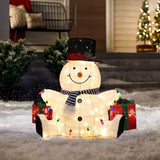 Jolly Snowman Outdoor Holiday Decoration with Lights, 2.7ft