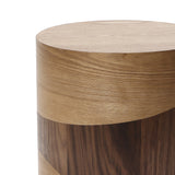 Modern Wood Round Side Table,Natural & Dark,20.25''